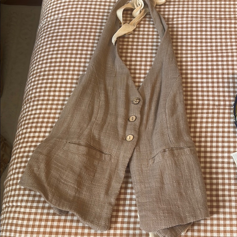 Brown Halter Vest with Button Details